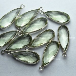 Shop Green Amethyst Beads! 925 Sterling Silver,Natural Green Amethyst Faceted Pear Shape Connector,5 Piece Of  23mm App. | Natural genuine faceted Green Amethyst beads for beading and jewelry making.  #jewelry #beads #beadedjewelry #diyjewelry #jewelrymaking #beadstore #beading #affiliate #ad