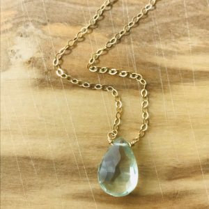 Green Amethyst Necklace Aquamarine Gemstone Necklace February Birthstone Layering Necklace Minimalist Neclace | Natural genuine Green Amethyst necklaces. Buy crystal jewelry, handmade handcrafted artisan jewelry for women.  Unique handmade gift ideas. #jewelry #beadednecklaces #beadedjewelry #gift #shopping #handmadejewelry #fashion #style #product #necklaces #affiliate #ad
