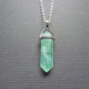 Green Calcite Necklace – Sterling Silver Pendant – Calcite Jewelry – Raw Rough Faceted Gemstone Point Pendulum Necklace – | Natural genuine Calcite necklaces. Buy crystal jewelry, handmade handcrafted artisan jewelry for women.  Unique handmade gift ideas. #jewelry #beadednecklaces #beadedjewelry #gift #shopping #handmadejewelry #fashion #style #product #necklaces #affiliate #ad