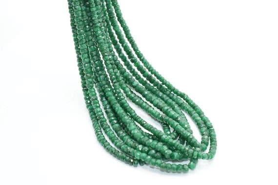 Green Emerald Rondelle Beads,emerald Faceted Beads,3 To 4mm Emerald Bead,emerald Gemstone Bead,bridal Crafts Jewelry Supplies,emerald Strand