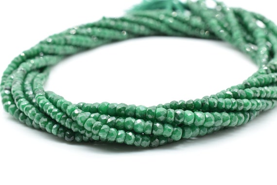 Green Emerald Rondelle Beads,emerald Faceted Beads,4 To 5mm Emerald Bead,emerald Gemstone Bead,bridal Crafts Jewelry Supplies,emerald Strand