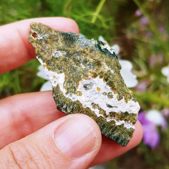 Green Ocean Jasper Raw Piece For Crystal Gridding Or Lapidary Work, Orbicular Jasper Rough Pocket Stone