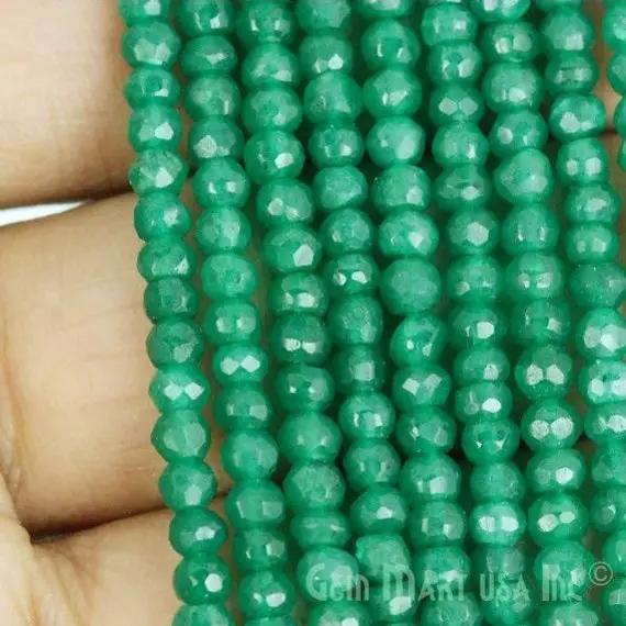 Green Onyx Rondelle Beads, Natural, Meditation Bracelet,  Mardi Gras, 3-4mm 13" Length Gemmartusa (rlgo-70002)