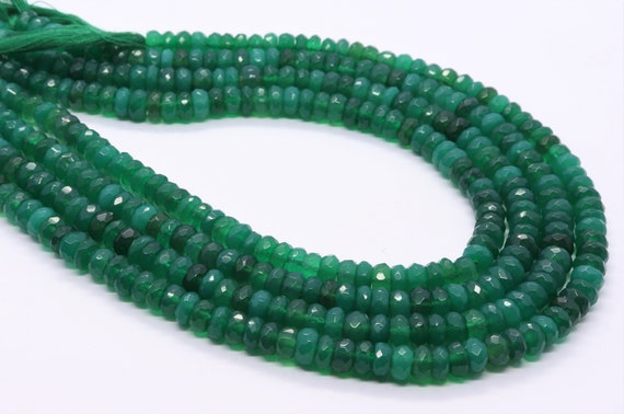 Green Onyx Shaded Faceted Rondelle 6-7 Mm Shaded Green Onyx Natural Faceted Rondelle Green Onyx Rondelle Beads For Jewelry Making Craft