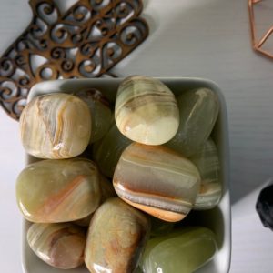 Shop Tumbled Onyx Crystals & Pocket Stones! Green Onyx Tumbled Stones • Green Onyx • | Natural genuine stones & crystals in various shapes & sizes. Buy raw cut, tumbled, or polished gemstones for making jewelry or crystal healing energy vibration raising reiki stones. #crystals #gemstones #crystalhealing #crystalsandgemstones #energyhealing #affiliate #ad