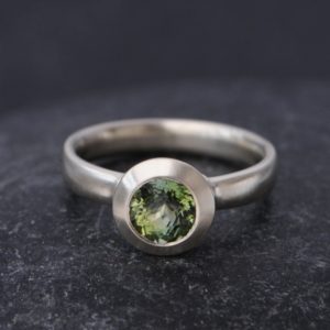 Shop Green Tourmaline Jewelry! Green Tourmaline Engagement Ring in 18K White Gold – Medieval Style Ring with Green Gemstone | Natural genuine Green Tourmaline jewelry. Buy handcrafted artisan wedding jewelry.  Unique handmade bridal jewelry gift ideas. #jewelry #beadedjewelry #gift #crystaljewelry #shopping #handmadejewelry #wedding #bridal #jewelry #affiliate #ad