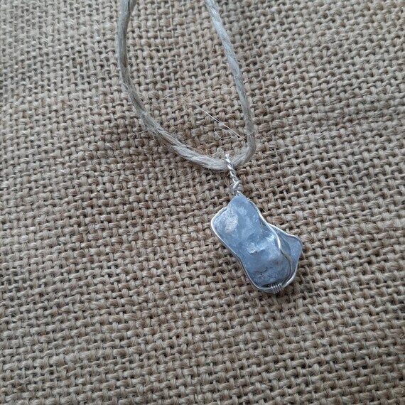 Handmade Celestite Necklace, Solid .925 Sterling Silver Wire Wrapped Pendant, Oth Style Necklace
