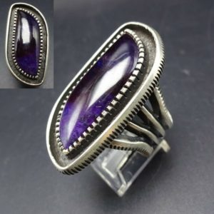 Shop Sugilite Rings! Harrison Jim NAVAJO Heavy Gauge Sterling Silver PURPLE SUGILITE Ring size 10.5 | Natural genuine Sugilite rings, simple unique handcrafted gemstone rings. #rings #jewelry #shopping #gift #handmade #fashion #style #affiliate #ad