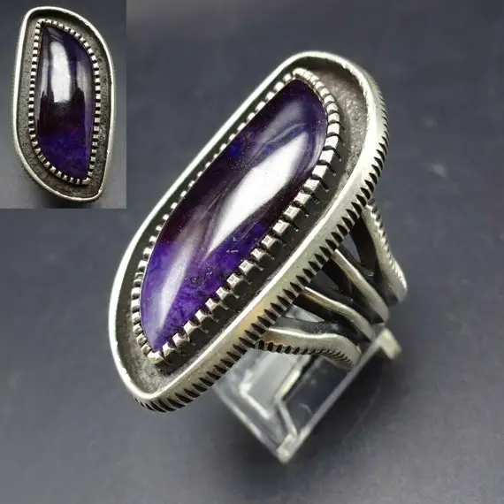 Harrison Jim Navajo Heavy Gauge Sterling Silver Purple Sugilite Ring Size 10.5