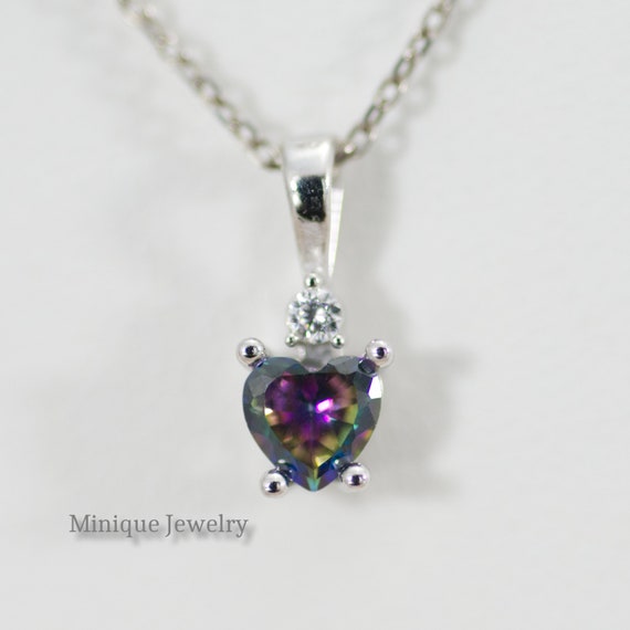 Heart Shaped Alexandrite Necklace, June Birthstone Pendant, Dainty Heart Pendant, Sterling Silver Necklace, Alexandrite Gem Jewelry