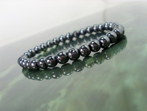 Hematite 5 Mm Beads Bracelet, Natural Gemstone Bracelet,  Women Men Bracelet, Beaded Bracelet +gift Bag