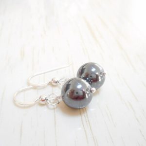 Shop Hematite Earrings! Hematite Earrings, Sterling Silver Genuine Gemstone Jewelry, Gray Stone Beaded Drop Earrings, Hematite Jewelry, Simple Dangle Earrings | Natural genuine Hematite earrings. Buy crystal jewelry, handmade handcrafted artisan jewelry for women.  Unique handmade gift ideas. #jewelry #beadedearrings #beadedjewelry #gift #shopping #handmadejewelry #fashion #style #product #earrings #affiliate #ad