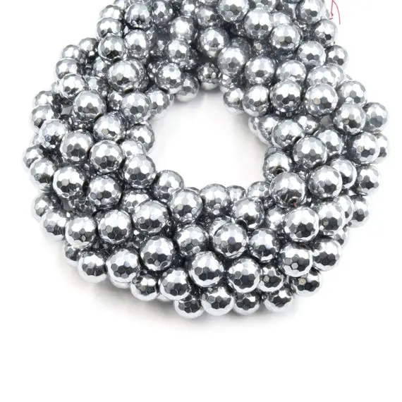 Silver Hematite Beads - Faceted - 4mm 6mm 8mm 10mm 12mm 14mm Available