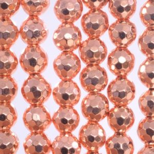 Shop Hematite Faceted Beads! Hematite Gemstone Beads 5-6MM 18k Rose Gold Micro Faceted Round AAA Quality Loose Beads (107229) | Natural genuine faceted Hematite beads for beading and jewelry making.  #jewelry #beads #beadedjewelry #diyjewelry #jewelrymaking #beadstore #beading #affiliate #ad