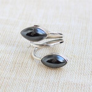 Shop Hematite Rings! Hematite multistone Rings, Iron ore gemstone, natural chrome color Hematite Cabochon, Sterling Silver Jewelry, Christmas gifts, Custom Rings | Natural genuine Hematite rings, simple unique handcrafted gemstone rings. #rings #jewelry #shopping #gift #handmade #fashion #style #affiliate #ad