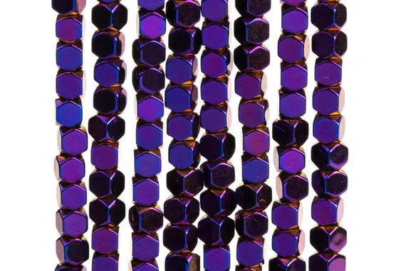 149 Pcs - 3mm Purple Hematite Beads Octagon Cube Grade Aaa Natural Gemstone Loose Beads (104697)