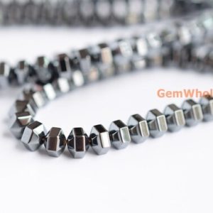 Shop Hematite Bead Shapes! 15.5“Noir Black Hematite Hexagon Drum 5x4mm beads, black metal color gemstone, man style stone, 5 mm hematite Hexagon Drum | Natural genuine other-shape Hematite beads for beading and jewelry making.  #jewelry #beads #beadedjewelry #diyjewelry #jewelrymaking #beadstore #beading #affiliate #ad
