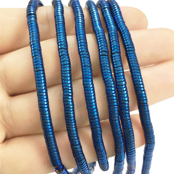 4x1mm Blue Hematite Beads, Wave Slice Hematite Beads, Hematite Jewelry