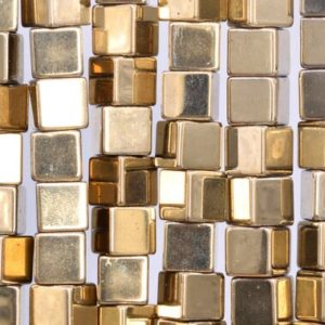 50 Pcs / 24 Pcs- 8MM Champagne Gold Hematite Beads Cube Grade AAA Natural Gemstone Loose Beads (104965) | Natural genuine other-shape Hematite beads for beading and jewelry making.  #jewelry #beads #beadedjewelry #diyjewelry #jewelrymaking #beadstore #beading #affiliate #ad