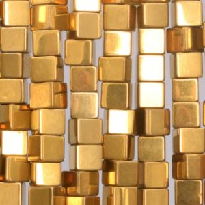 Shop Hematite Bead Shapes! Hematite Gemstone Beads 6MM Gold Tone Cube AAA Quality Loose Beads (104963) | Natural genuine other-shape Hematite beads for beading and jewelry making.  #jewelry #beads #beadedjewelry #diyjewelry #jewelrymaking #beadstore #beading #affiliate #ad