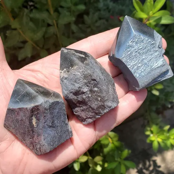 Hematite Crystal Rough Polished Point For Protection, Hematite Anti-stress Stone, Metaphysical Detox Crystal, Root Chakra Stone