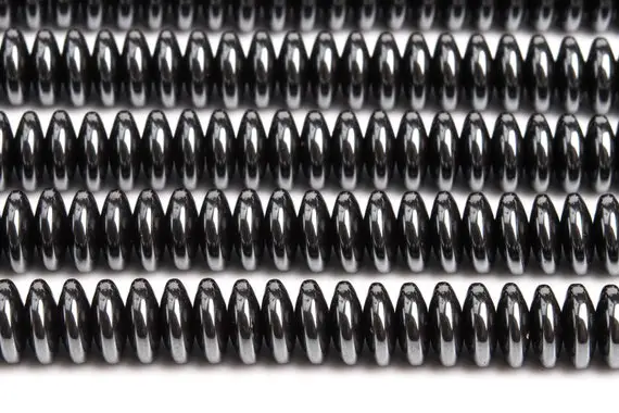 Genuine Natural Hematite Gemstone Beads 8x3mm Black Rondelle Aaa Quality Loose Beads (101391)