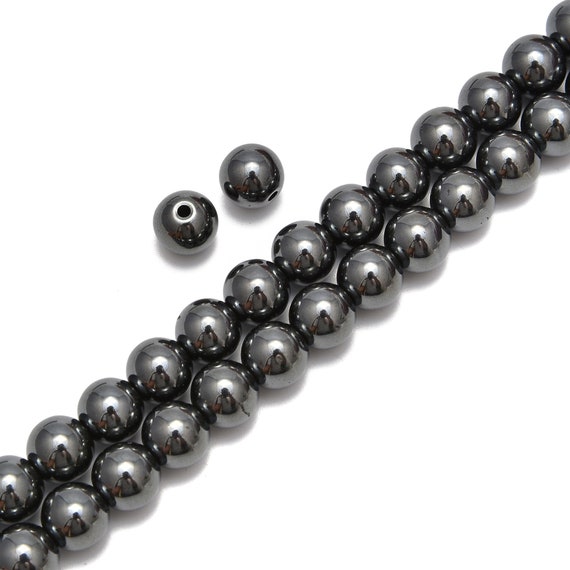 2.0mm Hole Gray Hematite Smooth Round Beads Size 6mm 8mm 15.5" Strand