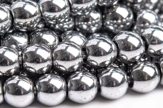 Hematite Gemstone Beads 4mm Silver Round Aaa Quality Loose Beads (101336)