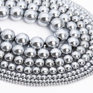 Shop Hematite Beads! Silver Hematite Loose Beads Round Shape 6mm 8mm 10mm 12mm | Natural genuine beads Hematite beads for beading and jewelry making.  #jewelry #beads #beadedjewelry #diyjewelry #jewelrymaking #beadstore #beading #affiliate #ad
