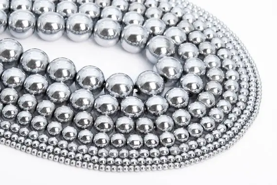 Silver Hematite Loose Beads Round Shape 6mm 8mm 10mm 11-12mm