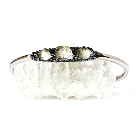 Herkimer Diamond Bracelet, Raw Diamond Jewelry, Herkimer Diamond Crystal, Raw Crystal Bracelet, Unique Gifts For Women, Silver Jewelry