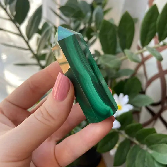 Malachite Tower - Malachite Point - Malachite Obelisk - Polished Malachite - Natural Malachite Crystal - Genuine Malachite  - *07