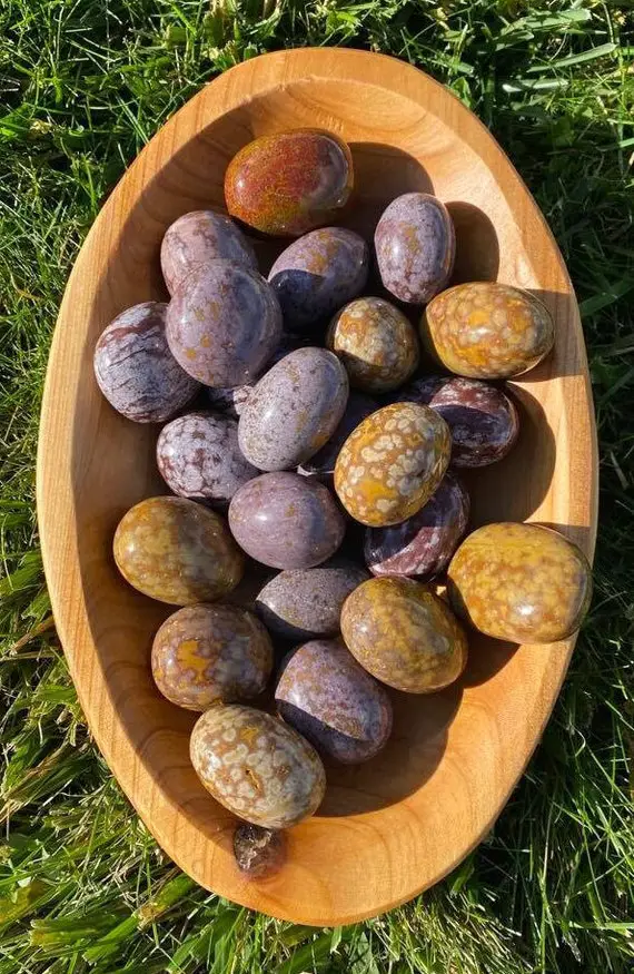 High Quality Ocean Jasper Tumbled Stones  - 1 Piece - 3 Piece - Bulk - Healing - Crystal - Gemstone - Reiki - Yellow - Purple