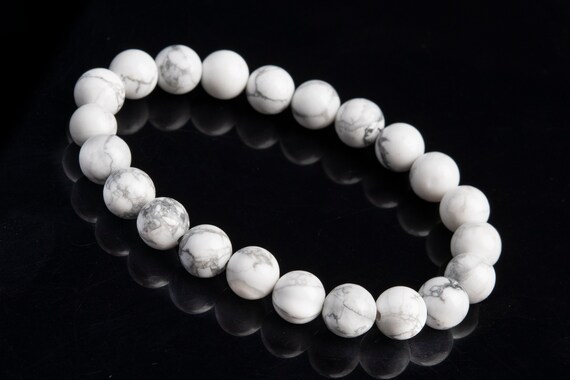 Genuine Natural Howlite Gemstone Beads 8mm White Round Aaa Quality Bracelet (106636h-2023)