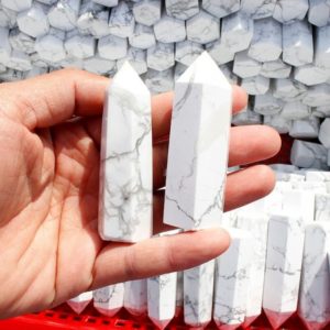 Shop Howlite Stones & Crystals! Howlite Tower Crystal Tower Point Natural Howlite Gemstone Tower Crystal Quartz Obelisk Healing Crystal Tower Wand Bulk Wholesale | Natural genuine stones & crystals in various shapes & sizes. Buy raw cut, tumbled, or polished gemstones for making jewelry or crystal healing energy vibration raising reiki stones. #crystals #gemstones #crystalhealing #crystalsandgemstones #energyhealing #affiliate #ad