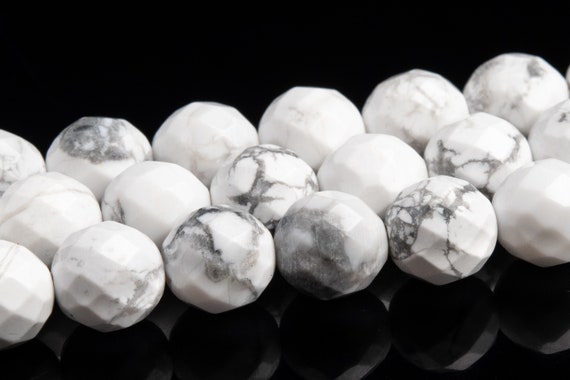 8mm White Howlite Beads Grade Aaa Genuine Natural Gemstone Faceted Round Loose Beads 15" / 7.5" Bulk Lot Options (118299)