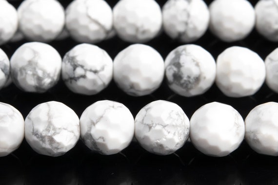 Genuine Natural Howlite Gemstone Beads 8mm White Micro Faceted Round Aaa Quality Loose Beads (100855)