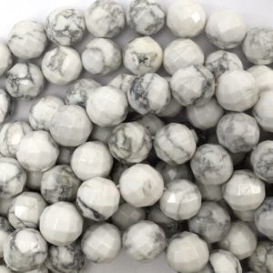 Shop Howlite Faceted Beads! Natural Faceted White Howlite Round Beads 15.5" Strand 3mm 4mm 6mm 8mm 10mm 12mm | Natural genuine faceted Howlite beads for beading and jewelry making.  #jewelry #beads #beadedjewelry #diyjewelry #jewelrymaking #beadstore #beading #affiliate #ad