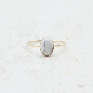 Shop Howlite Rings! Howlite Ring, Marble Ring, Genuine Gemstone, Natural Gemstone, Delicate Ring, Crystal Jewelry, Energy Ring | Natural genuine Howlite rings, simple unique handcrafted gemstone rings. #rings #jewelry #shopping #gift #handmade #fashion #style #affiliate #ad