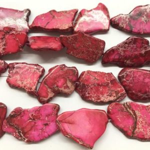 Shop Red Jasper Chip & Nugget Beads! Imperial Jasper 20-40mm x 30-50mm Flat Nuggets Sea Sediment Jasper Red Dyed Loose Beads 15inch Jewelry Bracelet Necklace Material Supply | Natural genuine chip Red Jasper beads for beading and jewelry making.  #jewelry #beads #beadedjewelry #diyjewelry #jewelrymaking #beadstore #beading #affiliate #ad