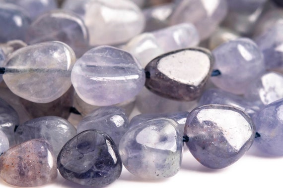Genuine Natural Iolite Gemstone Beads 8-10mm Light Color Pebble Nugget A Quality Loose Beads (108034)