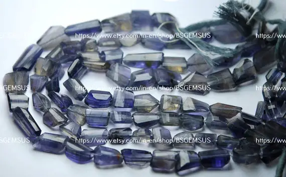 8 Inch Strand, Natural Iolite Faceted Fancy Nuggets  Shape Size 8-12mm