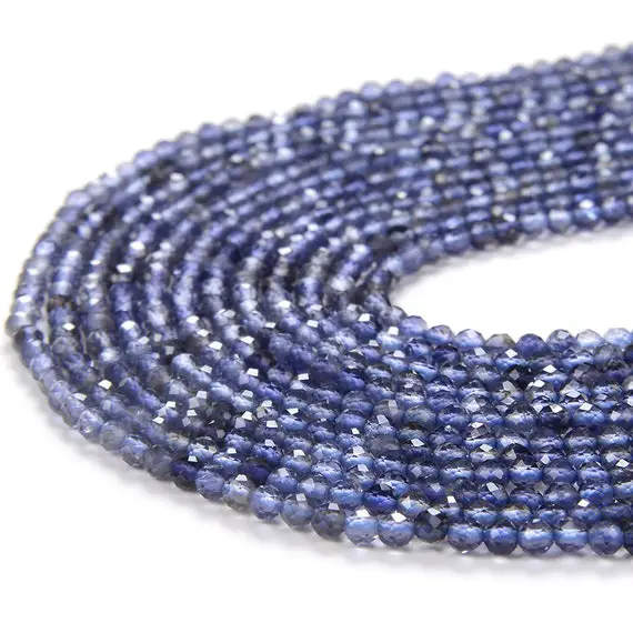 2mm Iolite Gemstone Natural Grade Aaa Micro Faceted Round Beads 15.5 Inch Full Strand (80009197-p25)