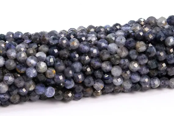 4mm Iolite Beads Gray Purple Grade A Genuine Natural Gemstone Faceted Round Loose Beads 15" / 7.5" Bulk Lot Options (113222)