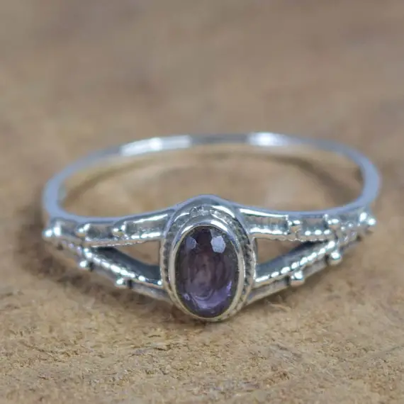 Cut Blue Iolite 925 Sterling Silver Natural Gemstone Ring  ~ December Month Birthstone Ring ~ Iolite Designer Ring ~ Gift For Valentine Day