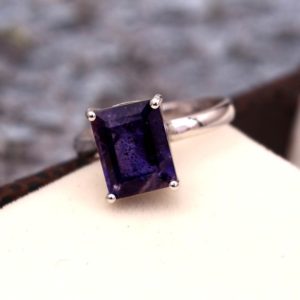 Shop Iolite Rings! Natural Iolite Ring, Dainty Stacking Ring, Solitaire Vintage Ring,925 Sterling Silver,Simple Bohemian Ring,Handmade Ring,Gift for Women Her | Natural genuine Iolite rings, simple unique handcrafted gemstone rings. #rings #jewelry #shopping #gift #handmade #fashion #style #affiliate #ad