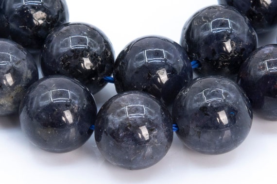Genuine Natural Iolite Gemstone Beads 10-11mm Dark Blue Round Aa Quality Loose Beads (116510)