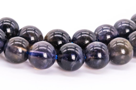 Genuine Natural Iolite Gemstone Beads 6mm Brown Purple Round A Quality Loose Beads (116491)
