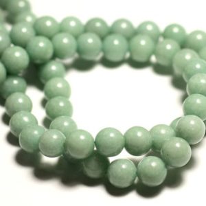 Shop Jade Bead Shapes! Fil 39cm 52pc env – Perles de Pierre – Jade Boules 8mm Vert clair amande Pastel | Natural genuine other-shape Jade beads for beading and jewelry making.  #jewelry #beads #beadedjewelry #diyjewelry #jewelrymaking #beadstore #beading #affiliate #ad