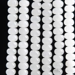 Shop Jade Rondelle Beads! Genuine Natural Jade Gemstone Beads 6x4MM White Rondelle AAA Quality Loose Beads (117574) | Natural genuine rondelle Jade beads for beading and jewelry making.  #jewelry #beads #beadedjewelry #diyjewelry #jewelrymaking #beadstore #beading #affiliate #ad